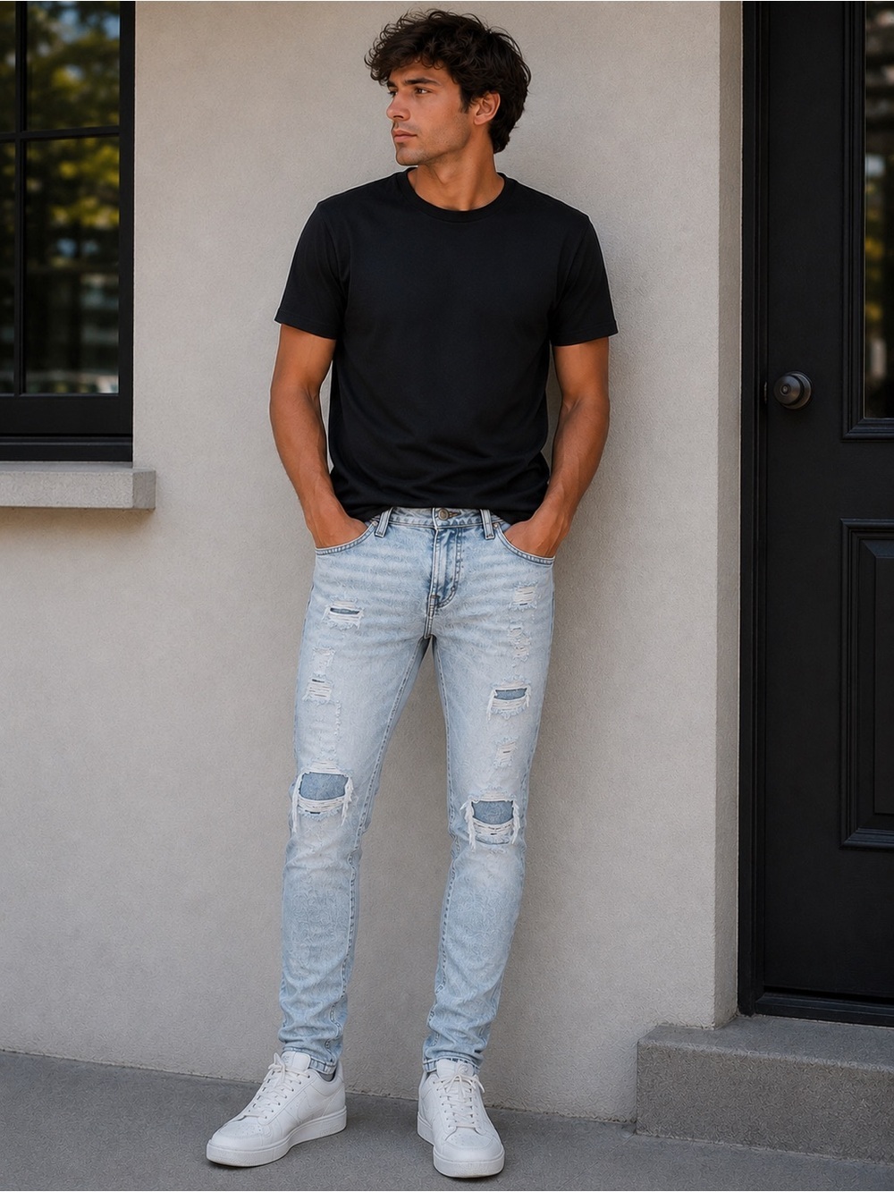 American Eagle Distressed Light Wash Skinny Jeans Size 29x30 #2